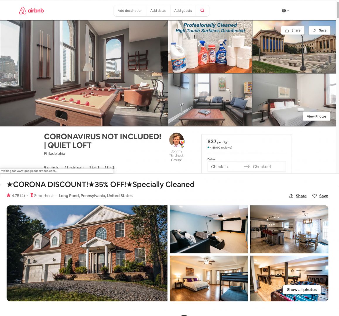 Update Corona discount Gov Wolf to ban Airbnb after 
