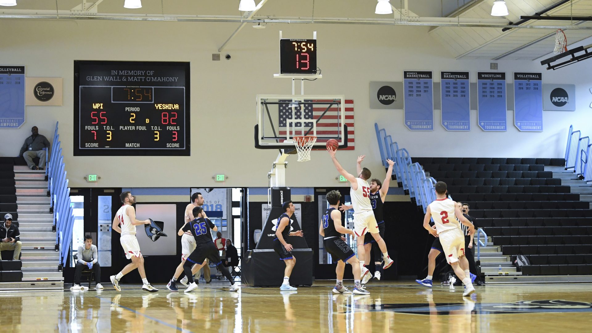 Two Division III programs, Worcester Polytechnic Institute and Yeshiva, played in front of empty stands Friday in Baltimore. Officials did not allow spectators because of coronavirus concerns in Maryland.