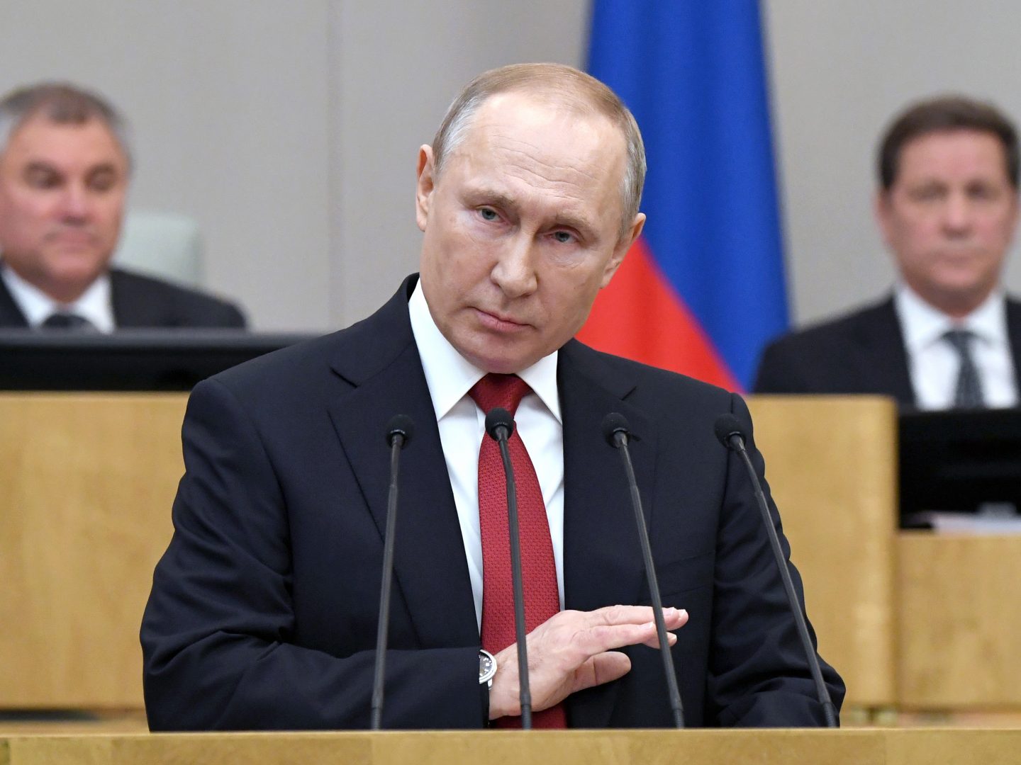 Russian President Vladimir Putin told lawmakers on Tuesday that he supports a proposed constitutional amendment that would allow him to seek two more terms and remain in power.