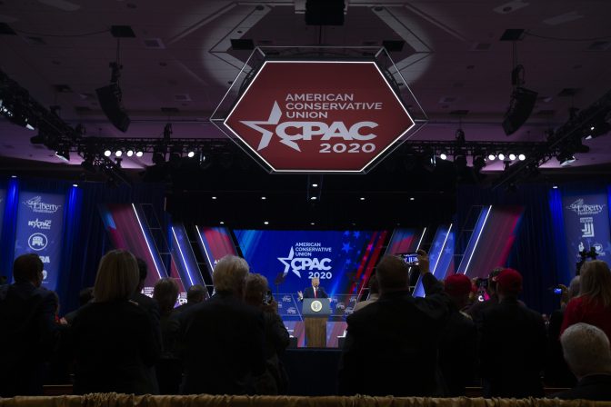 President Donald Trump speaks during Conservative Political Action Conference, CPAC 2020, at the National Harbor, in Oxon Hill, Md., Saturday, Feb. 29, 2020.