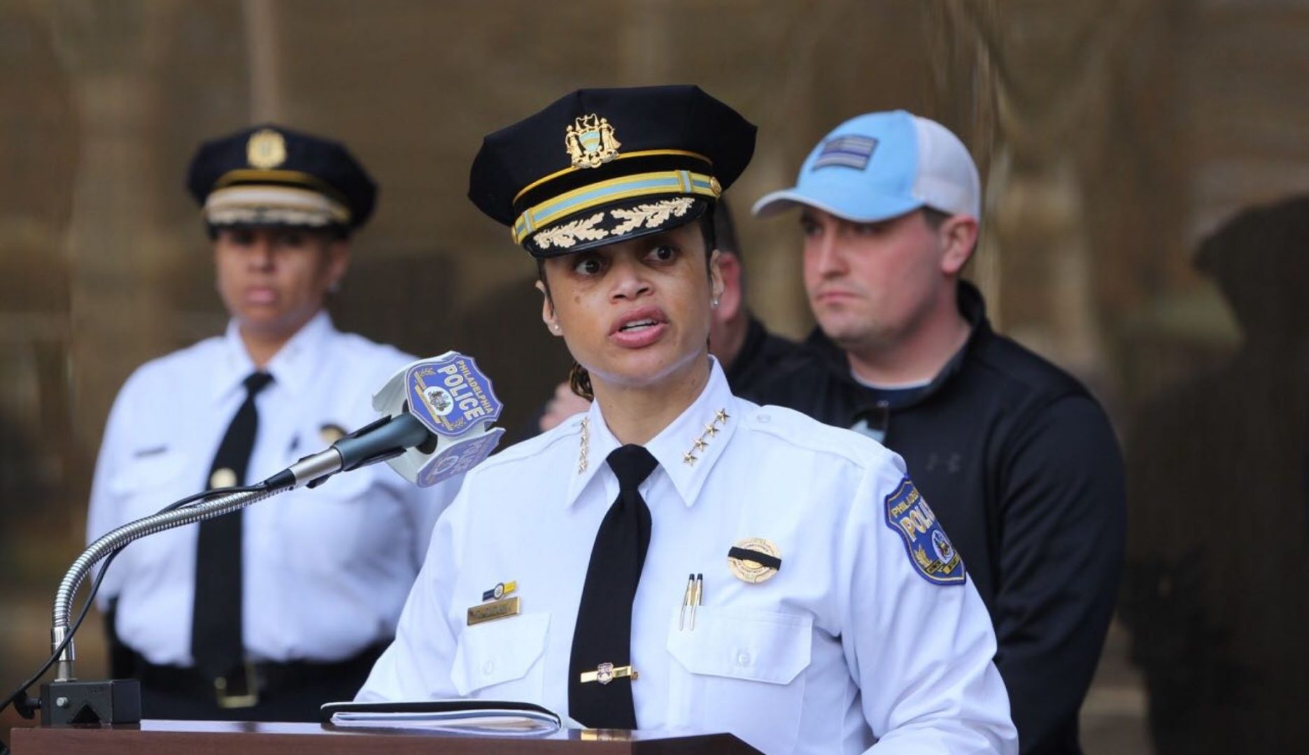 Philadelphia Police Commissioner Danielle Outlaw talks about the murdercharges against Hassan Elliott, accused in the shooting death of police Cpl. James O’Connor. 