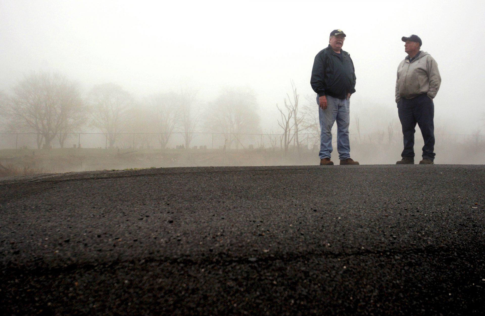 Tom Dempsey and George Fogel witnessed the start of the Centralia mine fire when they were teenagers in 1962 and tried unsuccessfully to help put it out, May 29, 2005.