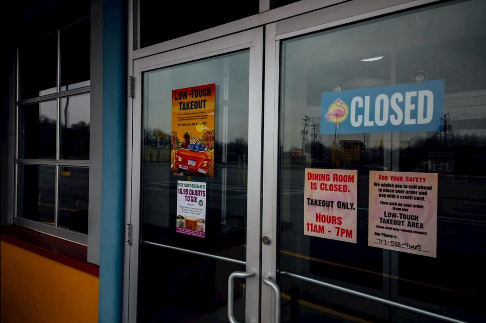 Closed signs are on the front door of Isaac's Restaurant in Hummelstown on April 5.