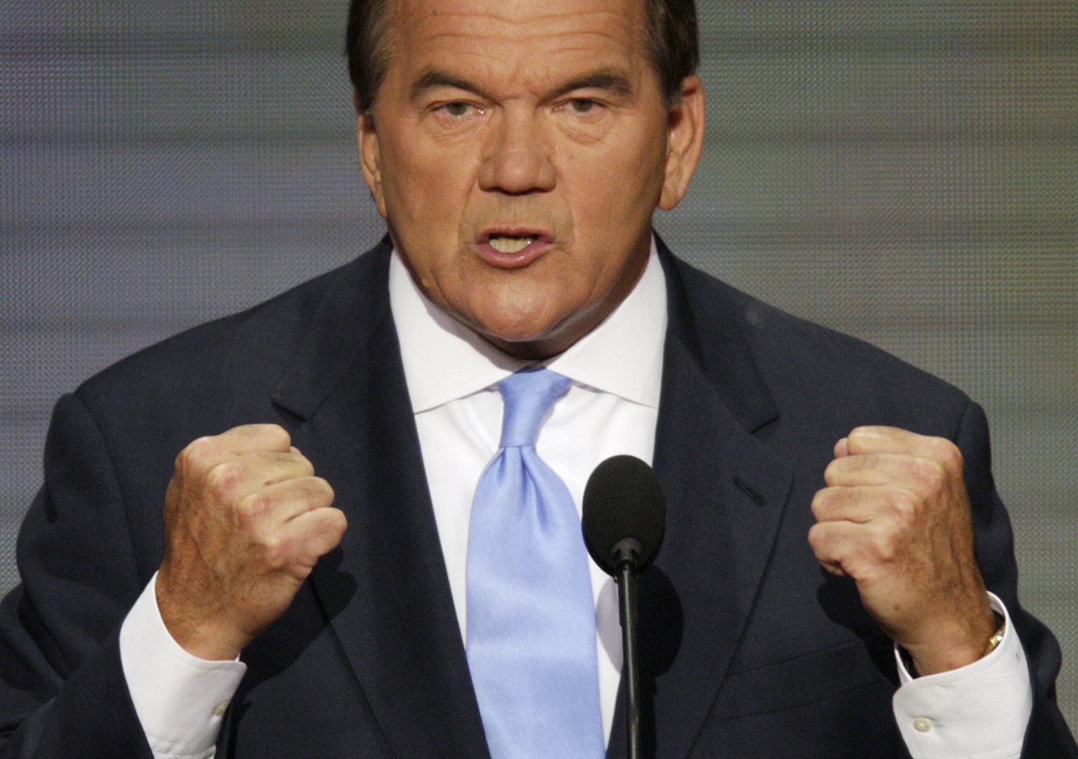 Tom Ridge, former secretary of Homeland Security and former Pennsylvania governor,  speaks at the Republican National Convention in St. Paul, Minn., Thursday, Sept. 4, 2008.  (AP Photo/Ron Edmonds)