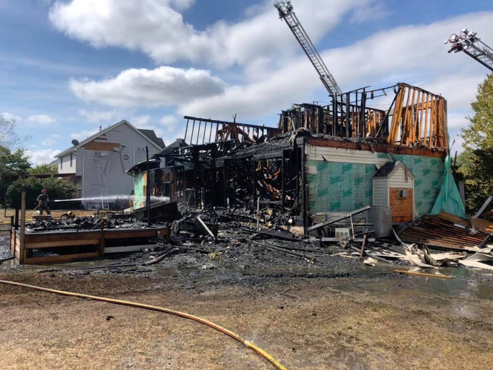 Dan and Heather Adamson's house in Hamilton Township was destroyed by fire in September. The reconstruction of their home has been held up by Gov. Tom Wolf's business closure order.