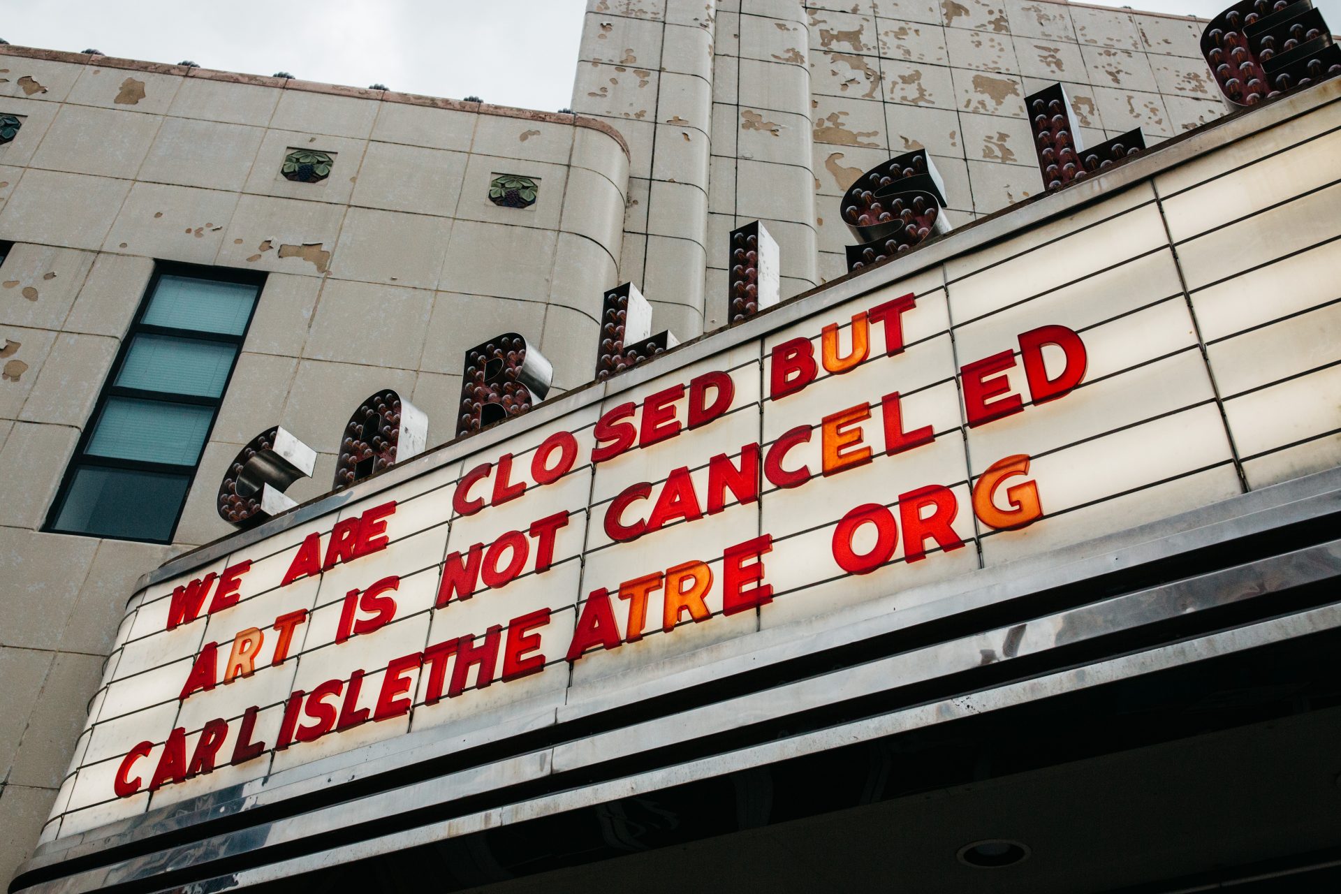 The Carlisle Theatre, seen in this April 27 photo, closed amid the coronavirus pandemic. 