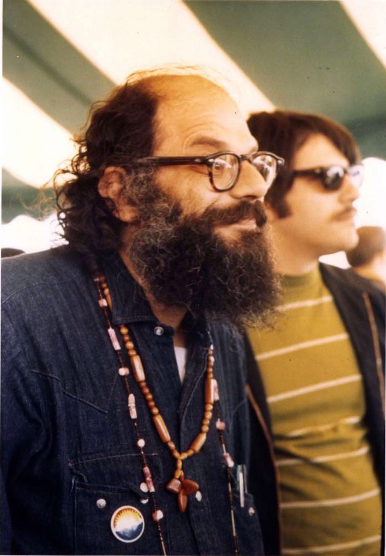 Poet Allen Ginsberg waits backstage at Fairmount Park, Philadelphia, on Earth Day, April 22, 1970.
