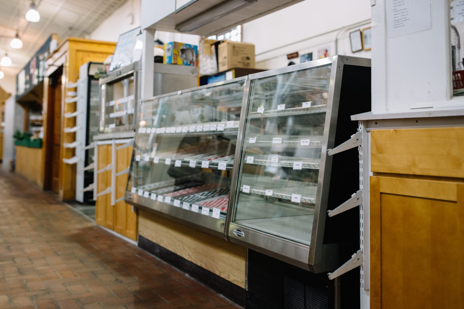 A display case sits empty inside the Broad Street Market in Harrisburg. 