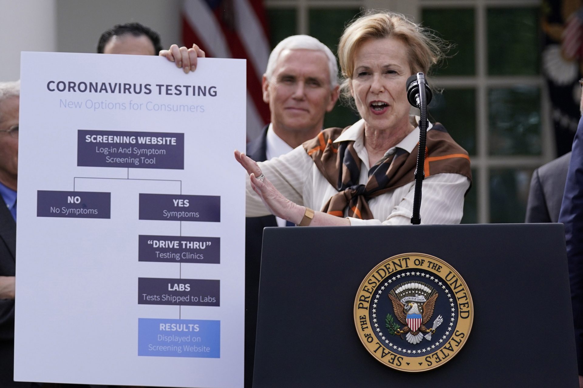 In this March 13, 2020, file photo Dr. Deborah Birx, White House coronavirus response coordinator, speaks during a news conference about the coronavirus in the Rose Garden of the White House in Washington.