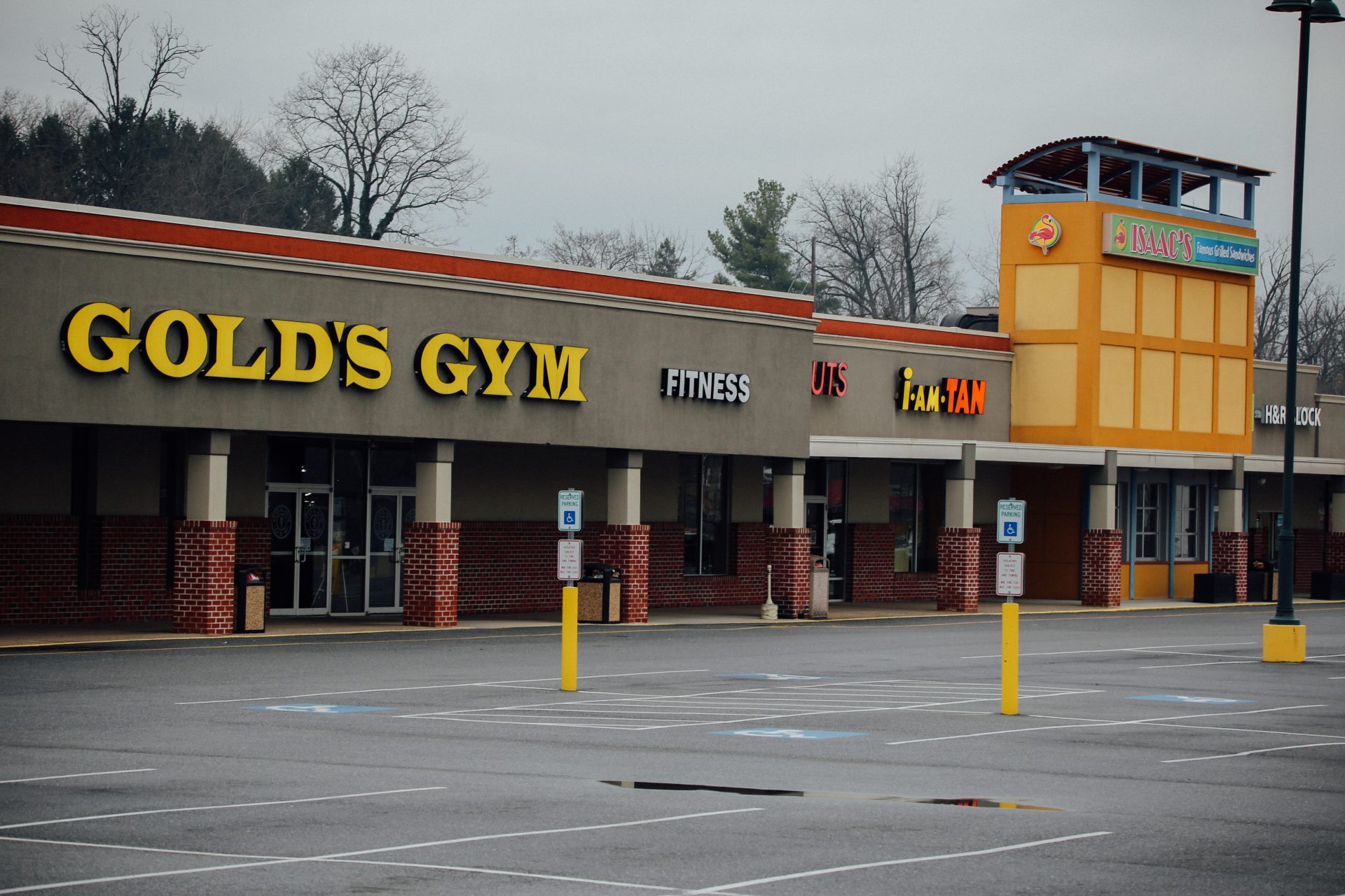 Gov. Tm Wolf on March 19, 2020, ordered gyms and many other businesses to close in Pennsylvania in response to the coronavirus outbreak. An empty parking lot in Hershey is seen on April 1, 2020.