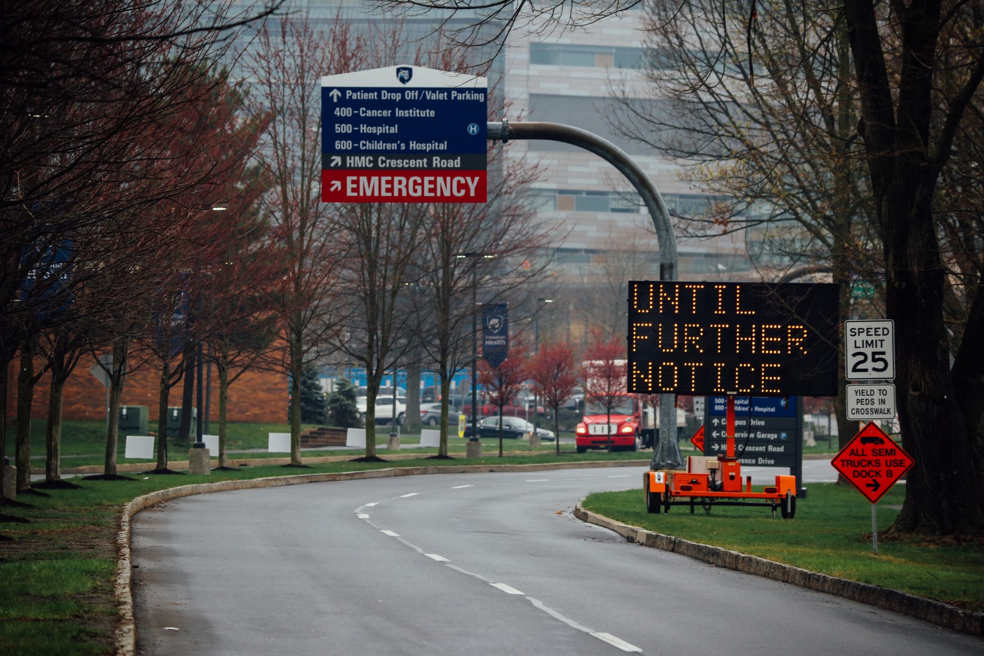 Penn State Health's Milton S. Hershey Medical Center is seen on April 1, 2020.