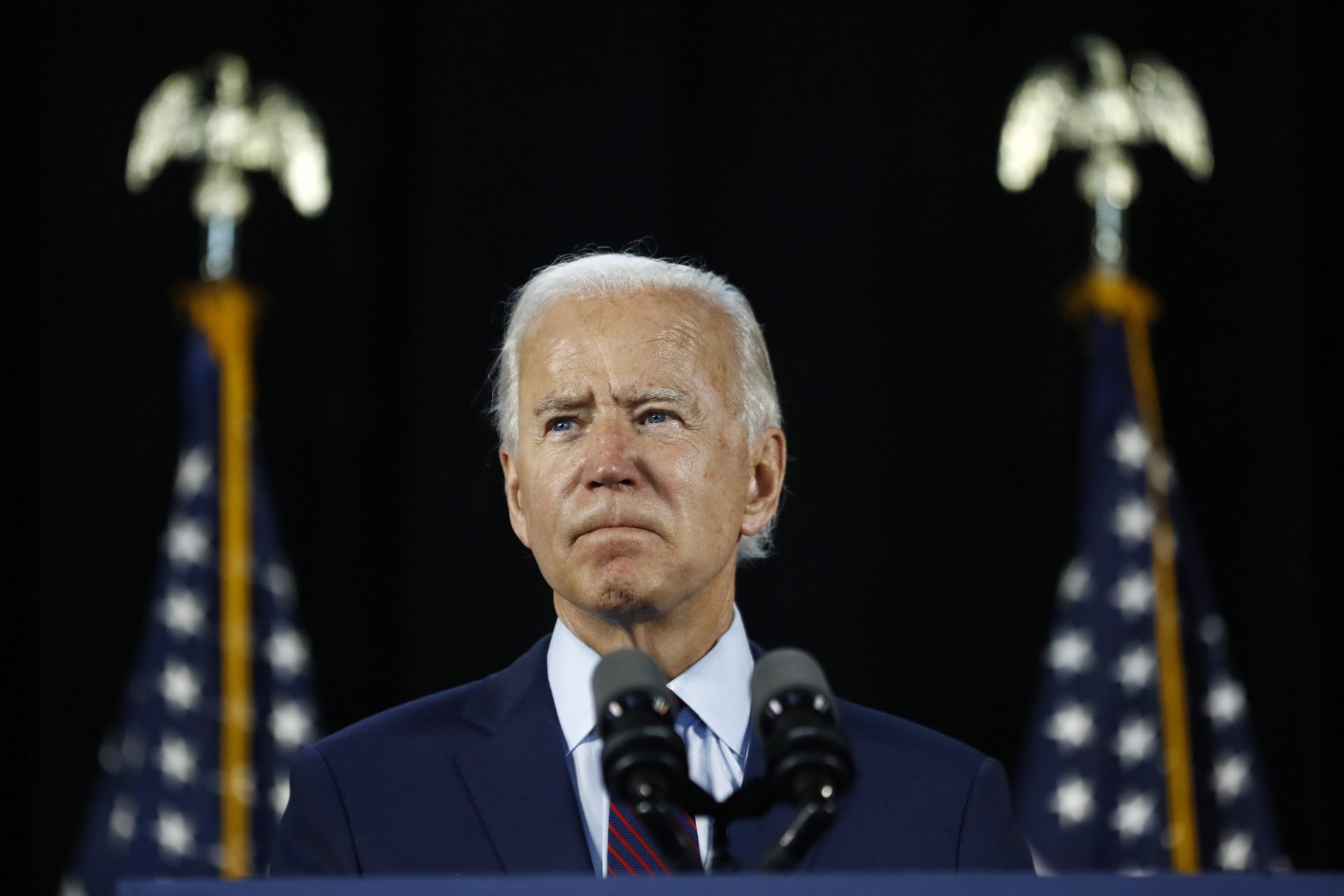 Democratic presidential candidate, former Vice President Joe Biden pauses while speaking during an event Thursday, June 25, 2020, in Lancaster, Pa.