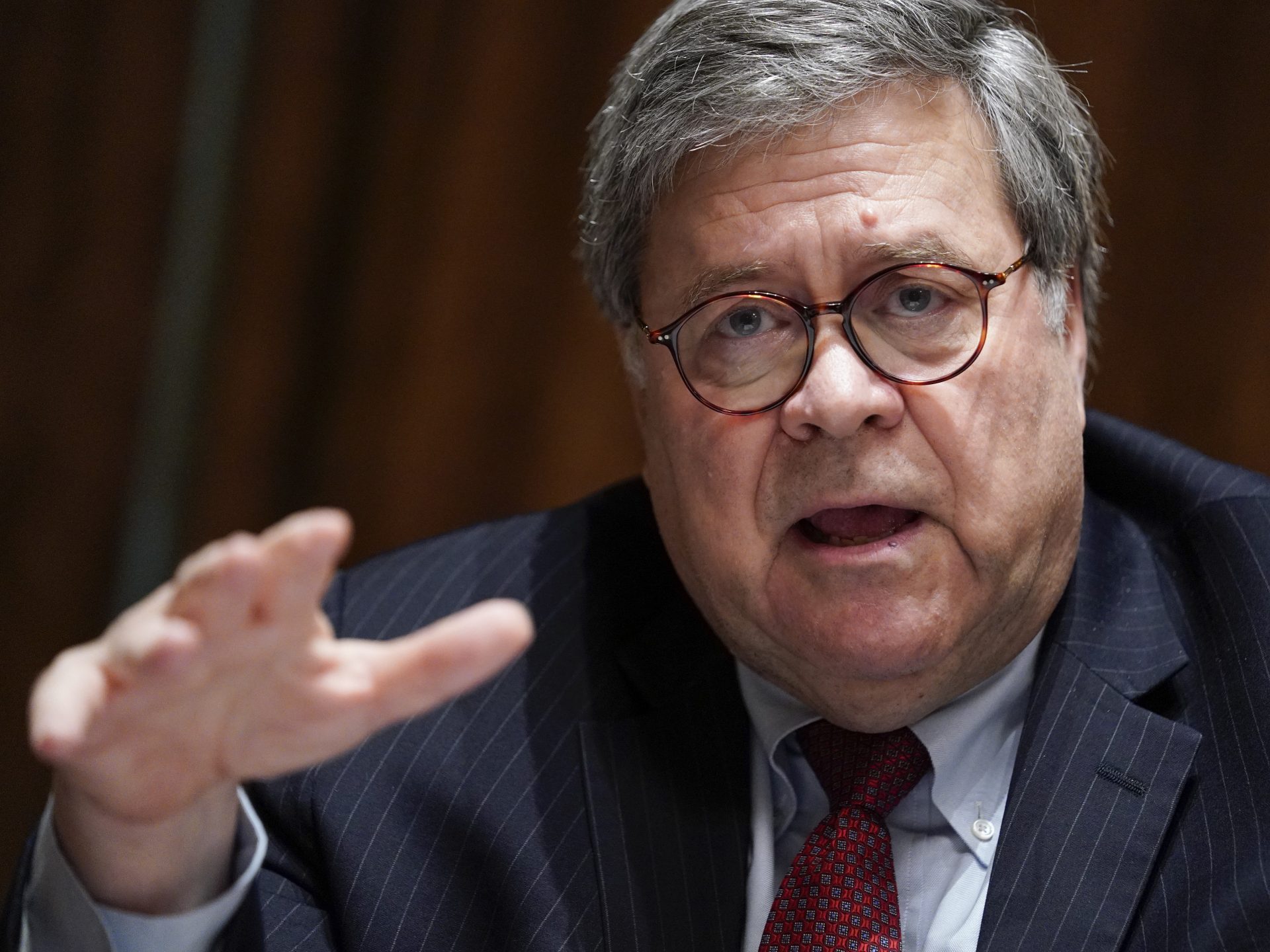 Attorney General William Barr speaks during a roundtable with President Trump on Monday. The Justice Department announced it will resume federal executions next month after a 17-year hiatus.