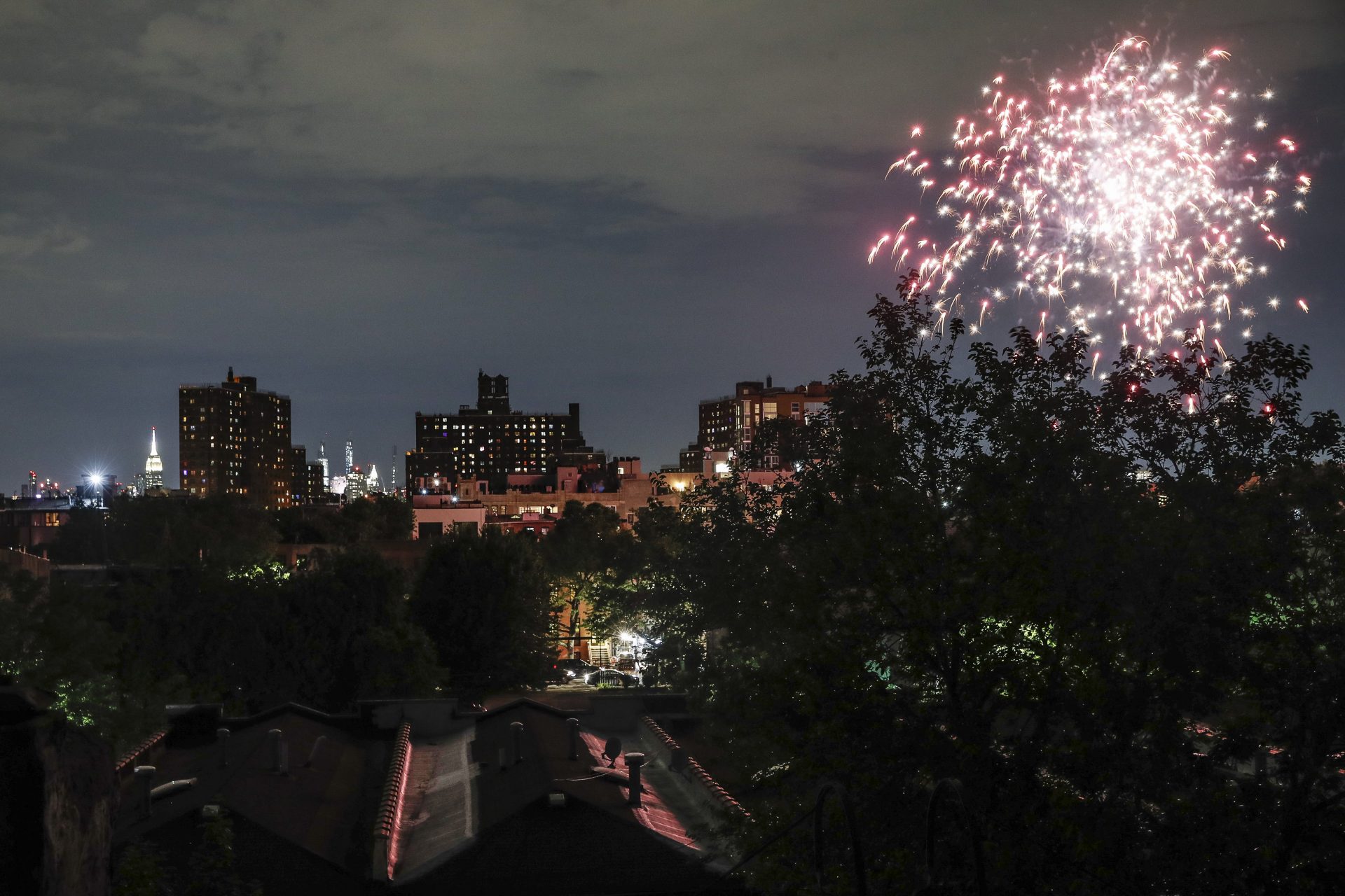 Fireworks explode during Juneteenth celebrations above the Bedford-Stuyvesant neighborhood in the Brooklyn borough of New York, Friday, June 19, 2020. Juneteenth is the holiday celebrating the day in 1865 that enslaved Black people in Galveston, Texas, learned they had been freed from bondage, more than two years after the Emancipation Proclamation.