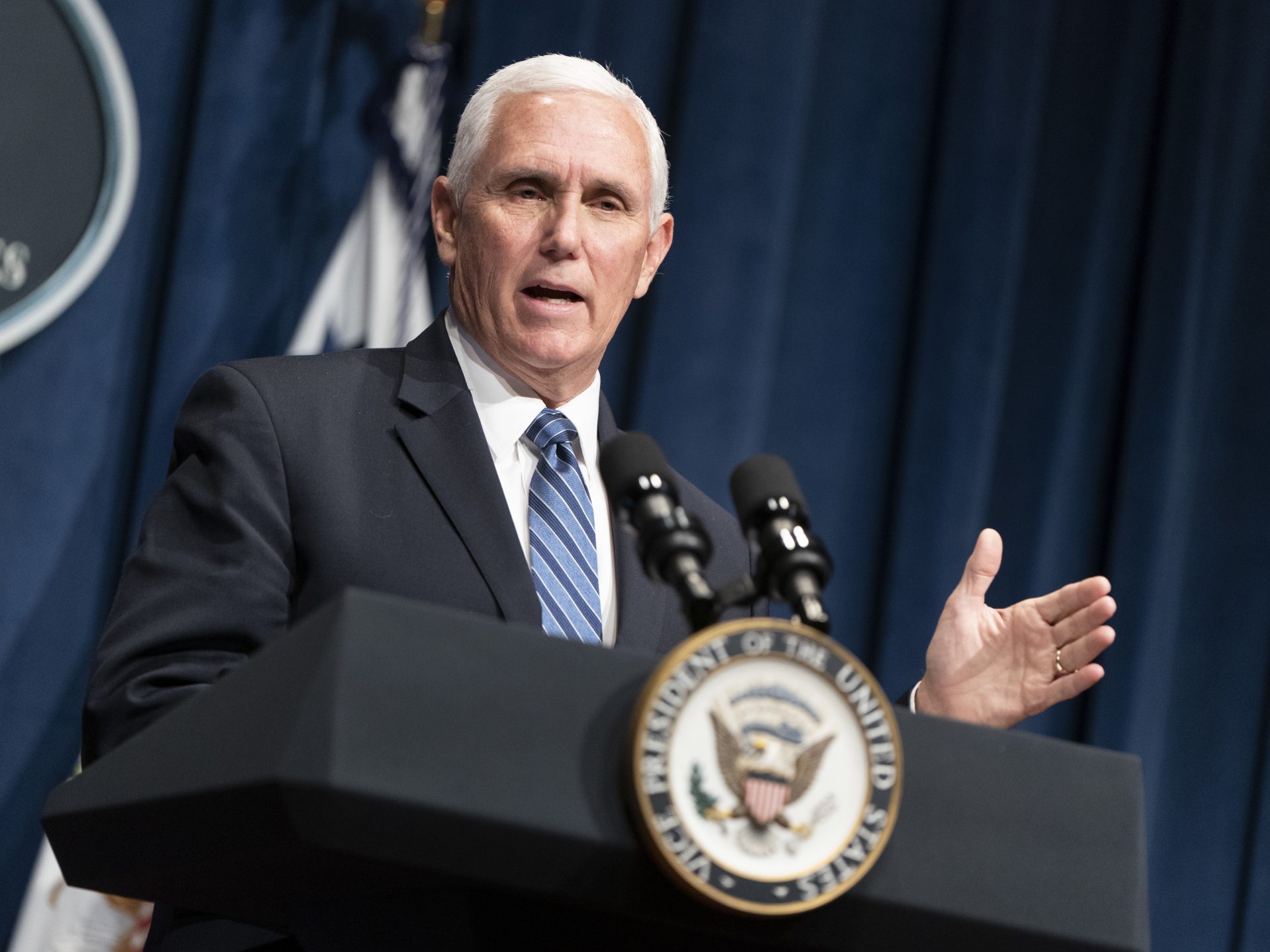 Vice President Pence holds a White House Coronavirus Task Force briefing at the Department of Health and Human Services on Friday.