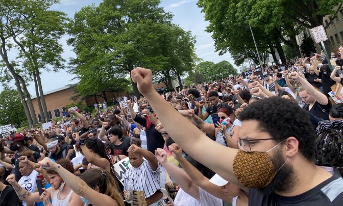 Hundreds of people filled the street outside Lebanon’s courthouse at a Black Lives Matter protest in early June