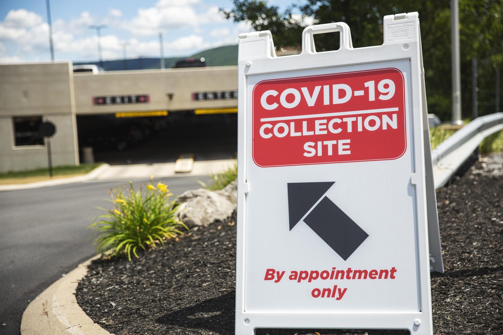 A COVID-19 collection site at Mount Nittany Medical Center in State College, Pa.