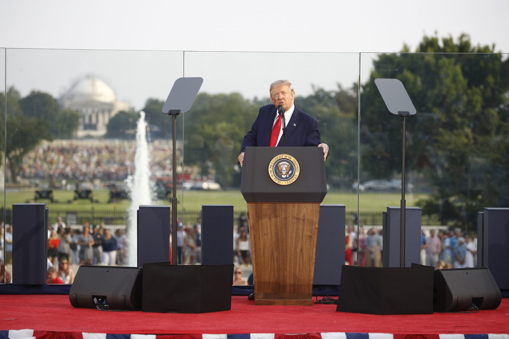 President Donald Trump speaks during a 