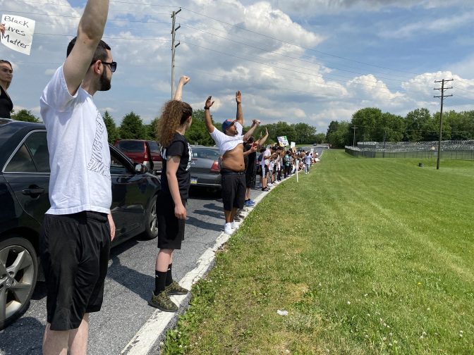 Protesters outside the Lebanon County Correctional Facility in Lebanon, Pa. Weed prosecutions remain constant in Lebanon. Despite the county's Black population being less than 7%, it accounted for nearly 14% of all marijuana cases. 