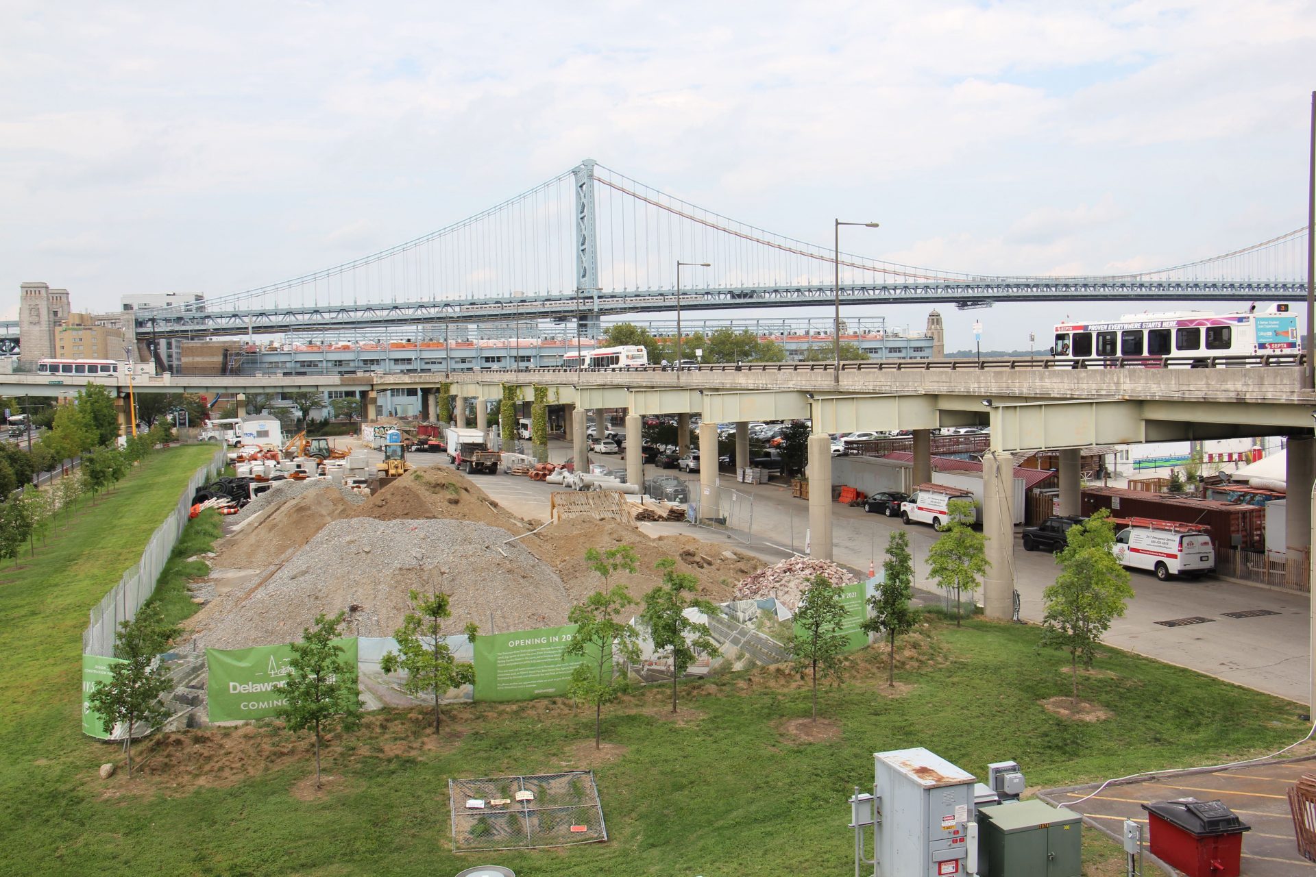 Penn’s Landing at Chestnut Street, looking north on Friday. The area is the site of a proposed new Sixers arena.