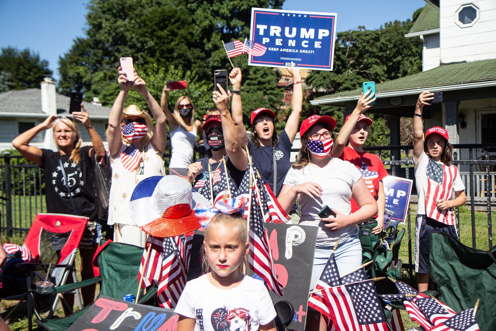 Trump fans excitedly greeted his motorcade as he campaigned in Old Forge, Pa., Thursday.