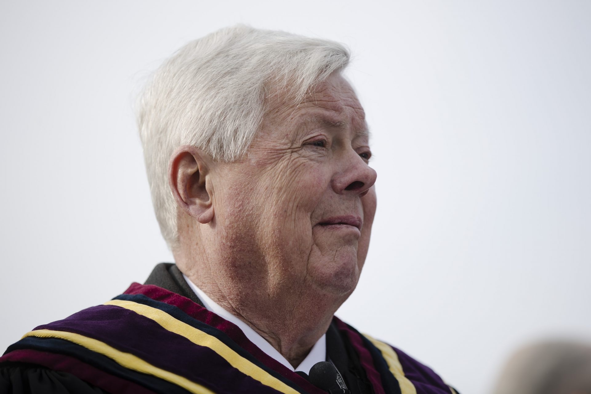 Pennsylvania Supreme Court Chief Justice Thomas Saylor before Pennsylvania Gov. Tom Wolf takes the oath of office for his second term, on Tuesday, Jan. 15, 2019, at the state Capitol in Harrisburg, Pa.