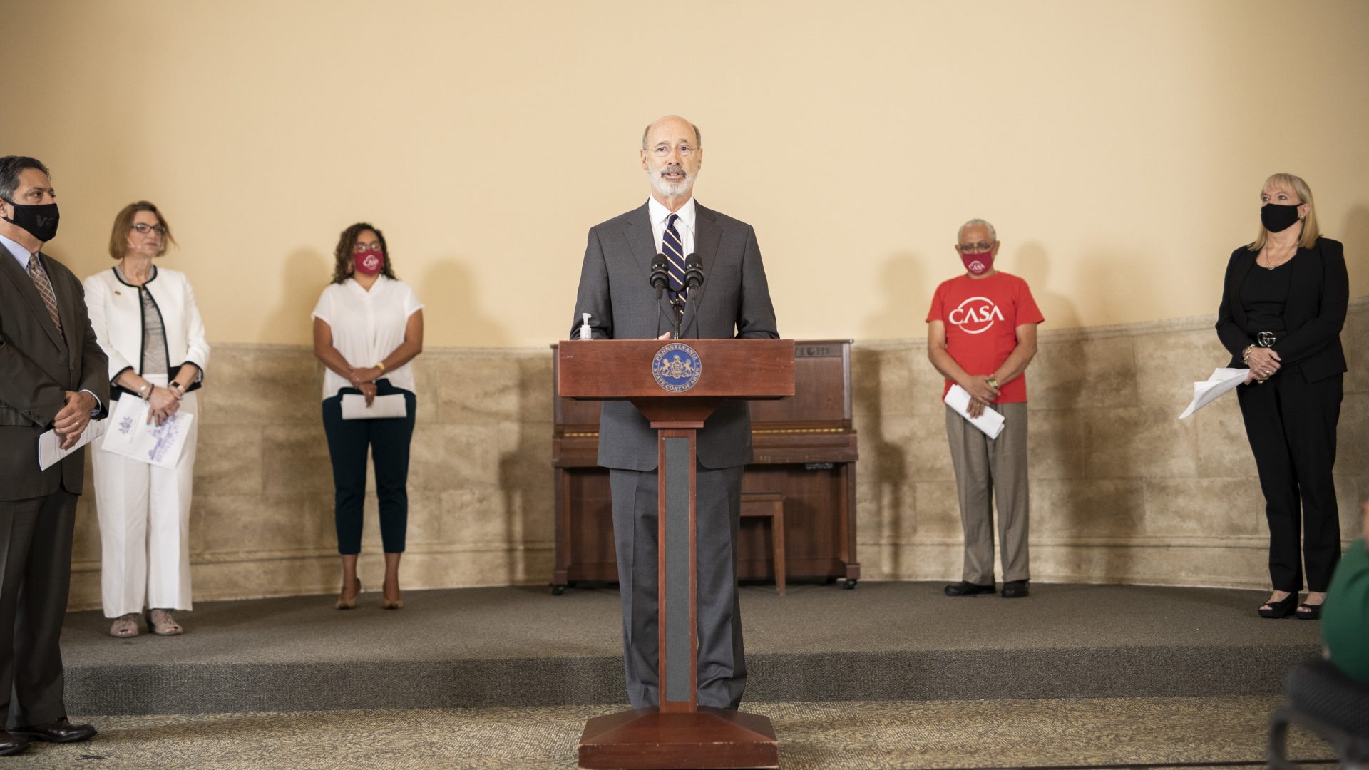 Pennsylvania Gov. Tom Wolf speaks at a press conference on Sept. 1, 2020, in Harrisburg.