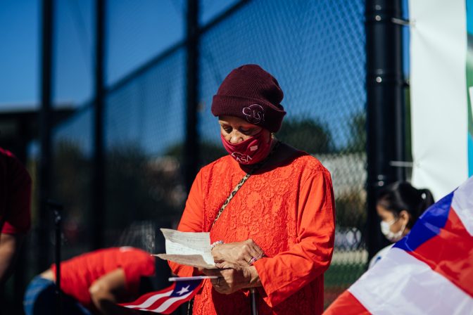 icenta Ortiz Rivera shares her experience as a cancer patient forced to leave Puerto Rico after the storm. (Dani Fresh/WHYY)