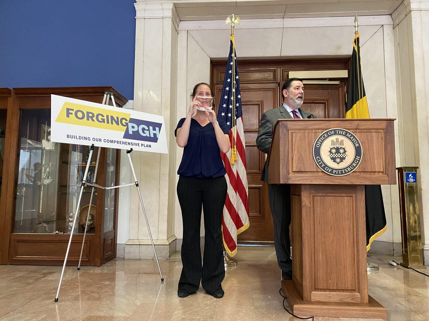 Mayor Bill Peduto discusses ForgingPGH, the city’s new land-use planning initiative, during a press conference on Tuesday, Sept. 1, 2020.