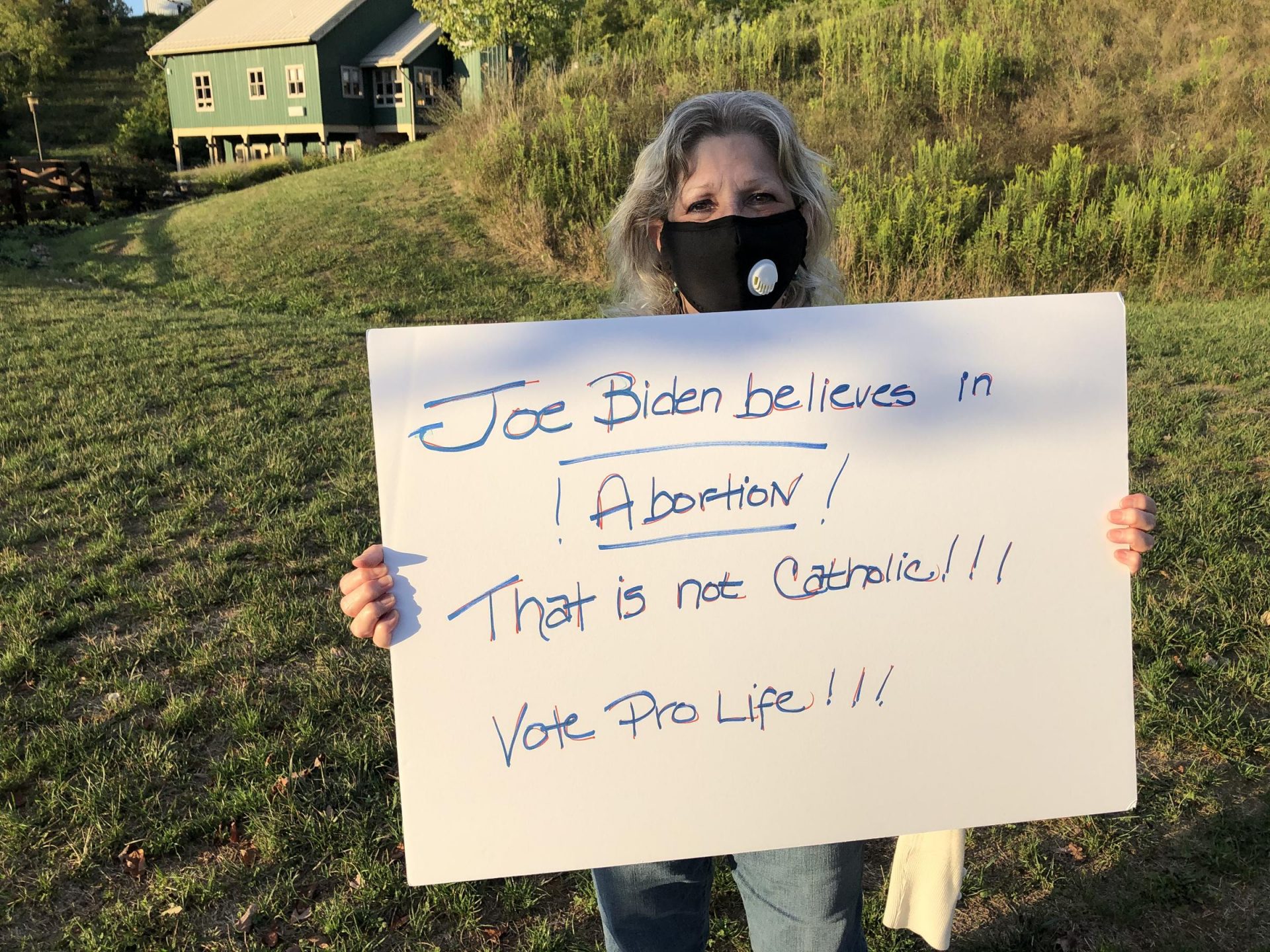 Republican Anita Thiess attended the rally in protest.