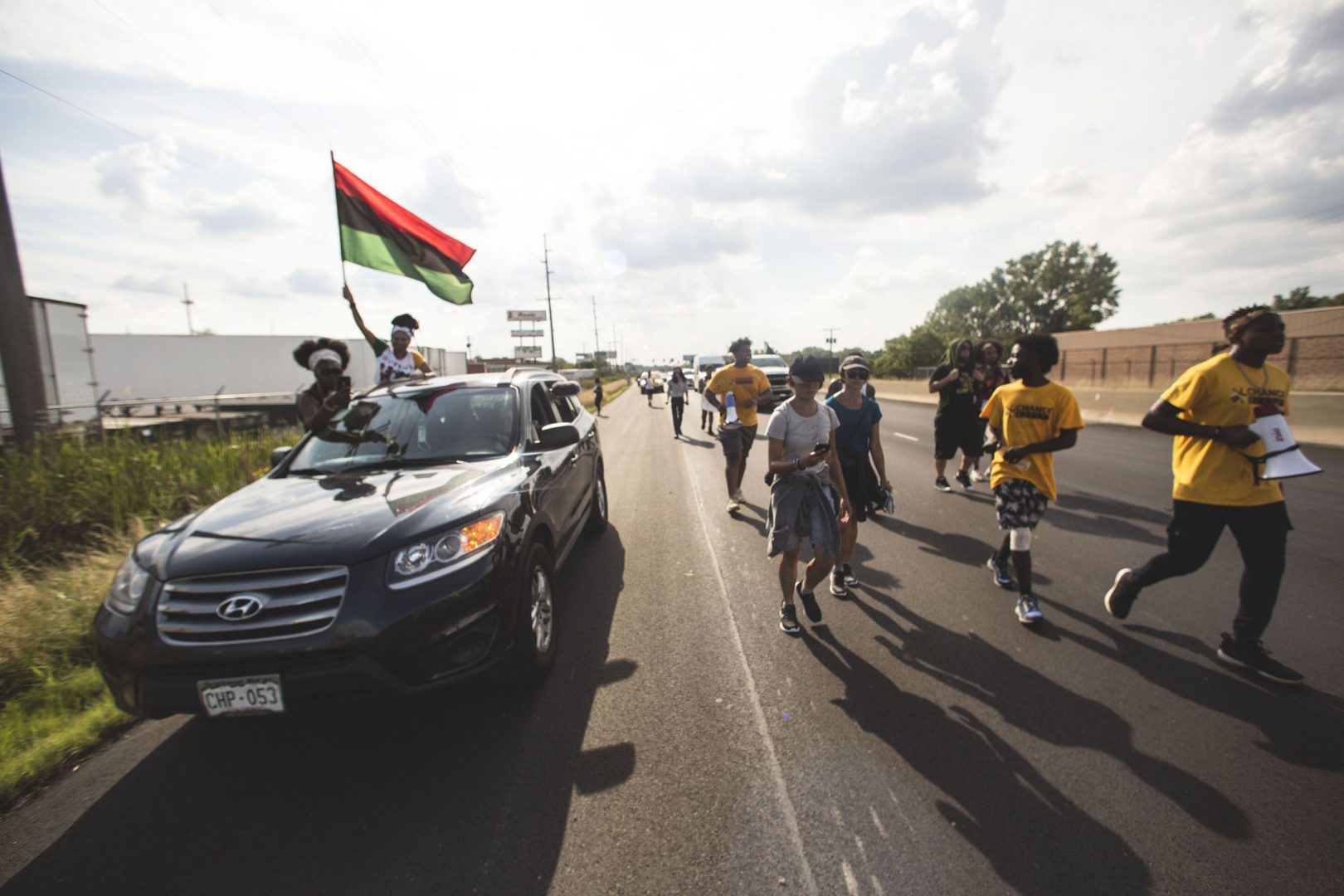 Civil rights marchers on a journey from Milwaukee to Washington, D.C. are seen here in Youngstown, Ohio.