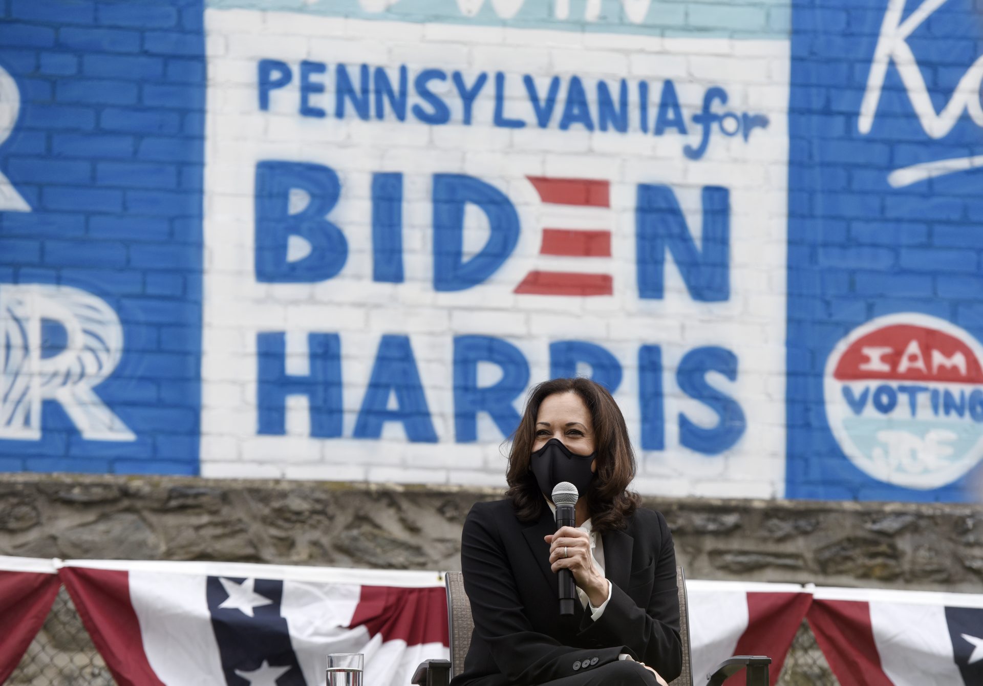 Democratic vice presidential candidate Sen. Kamala Harris, D-Calif., participates in the Sister to Sister Mobilization in Action event during a campaign stop, Thursday, Sept. 17, 2020, in Philadelphia.