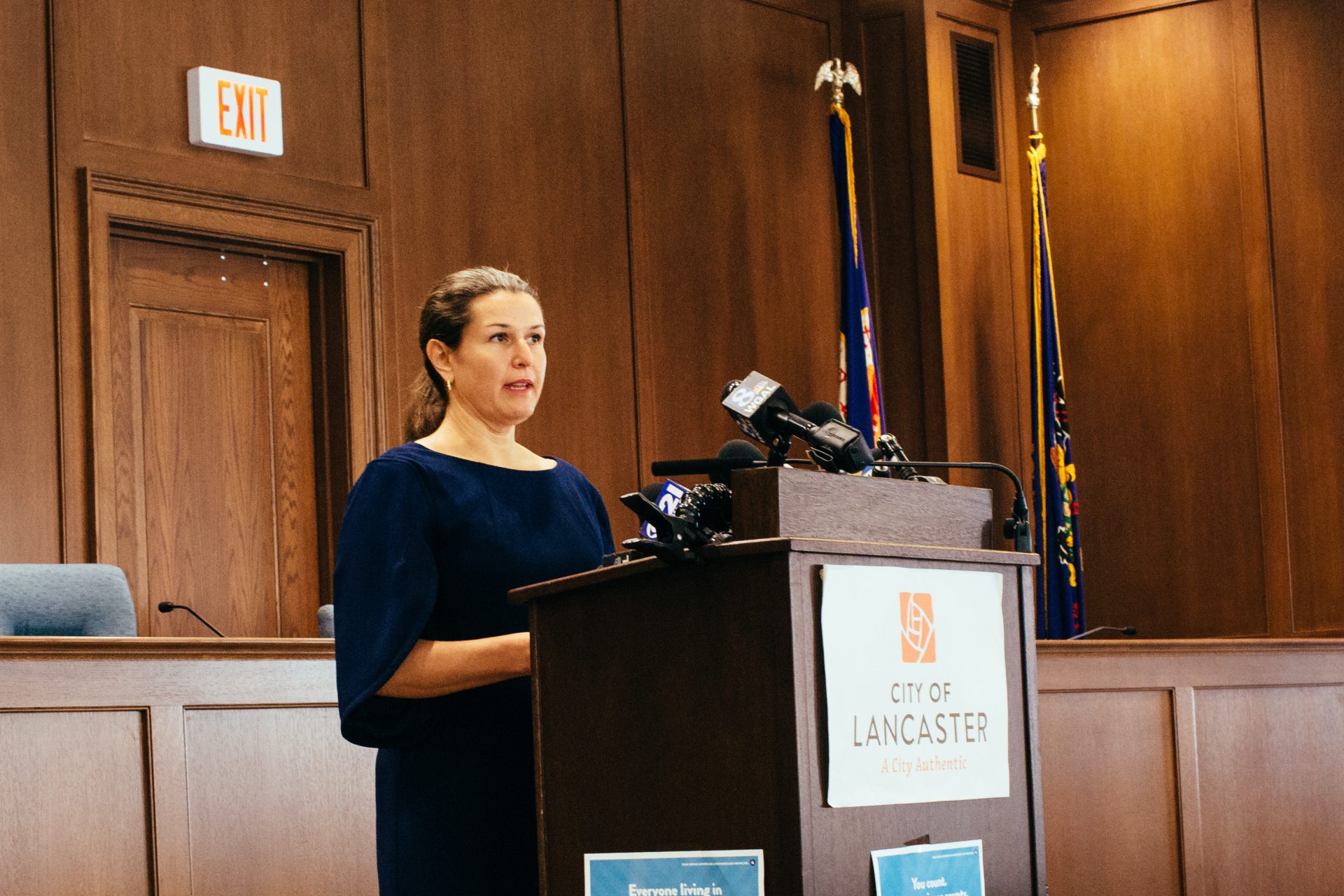 Lancaster Mayor Danene Sorace speaks at a press conference in Lancaster, Pa., on September 14, 2020.