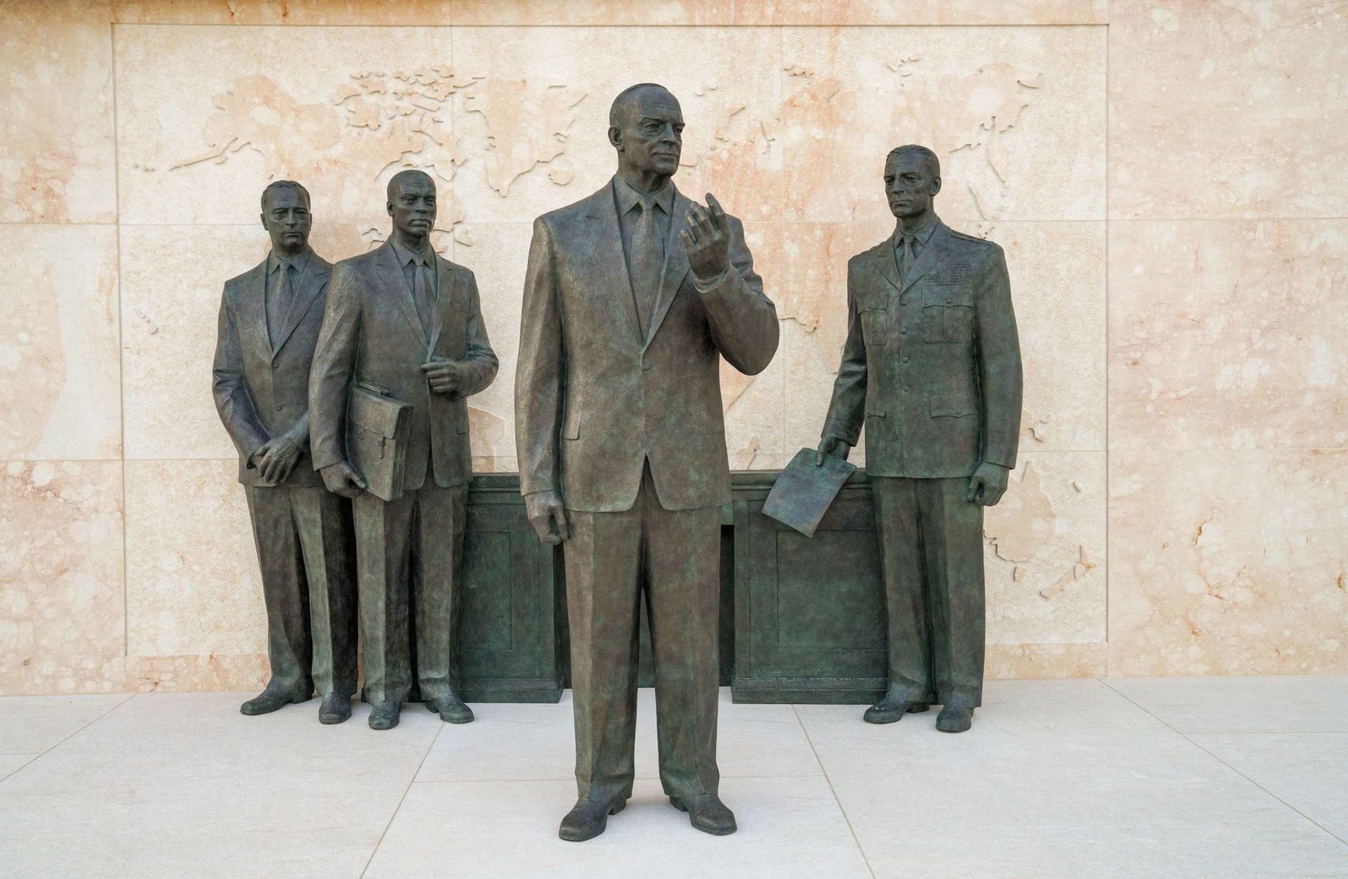 The memorial was designed by Gehry Partners with bronze sculptures by Sergey Eylanbekov.