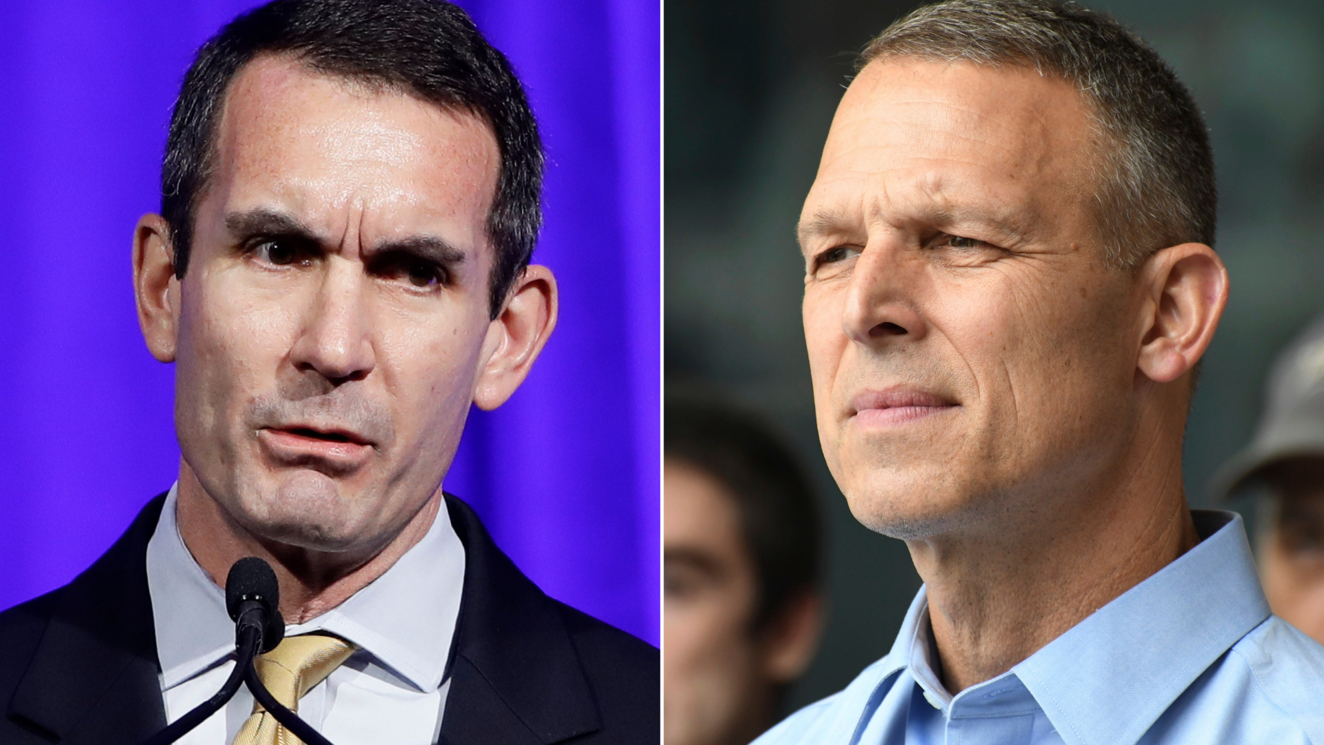 This photo collage shows 10th Congressional District candidates Eugene DePasquale, left, and Scott Perry, right.