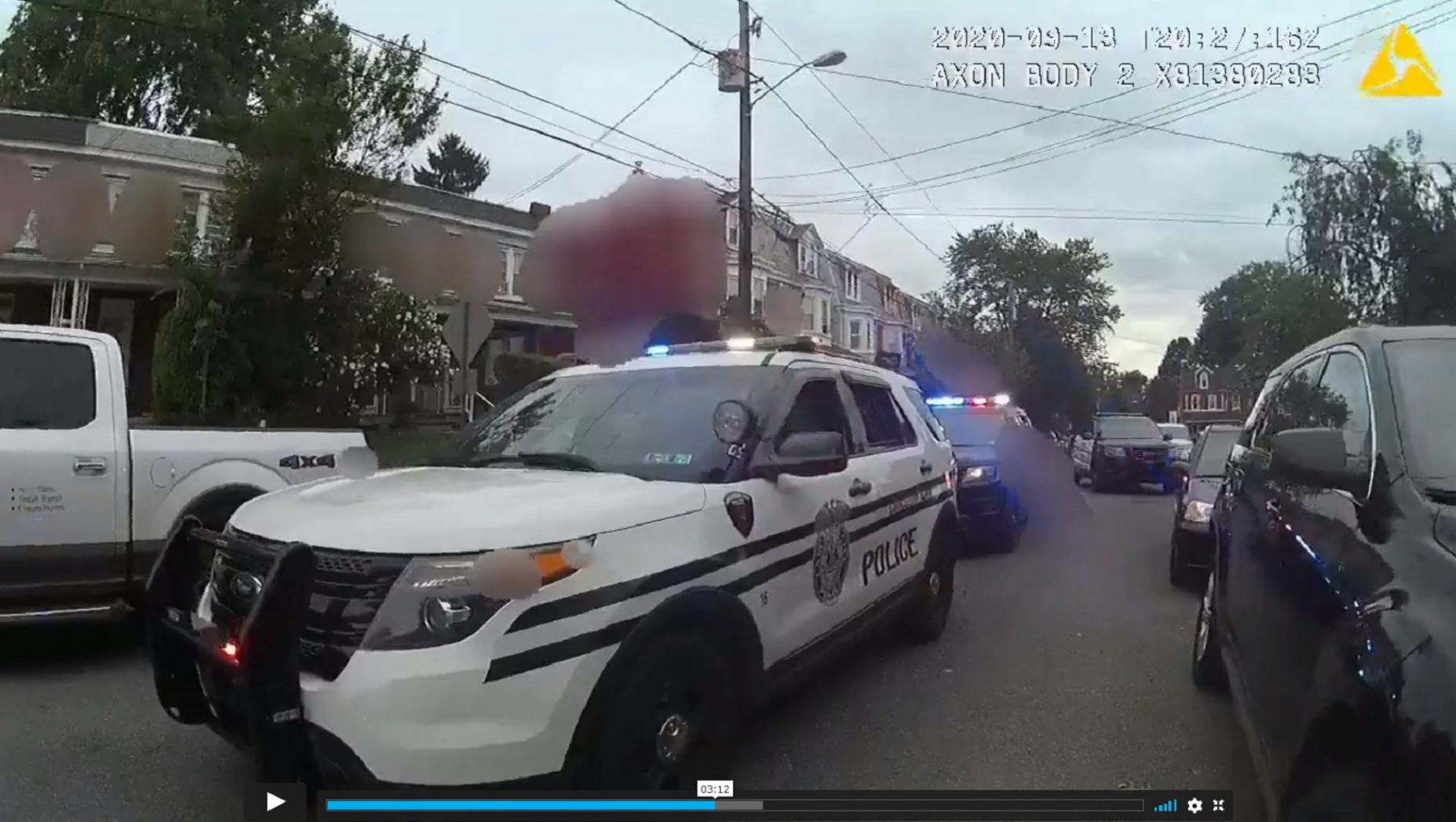 A screen capture from a Sept. 13 police body camera video. 