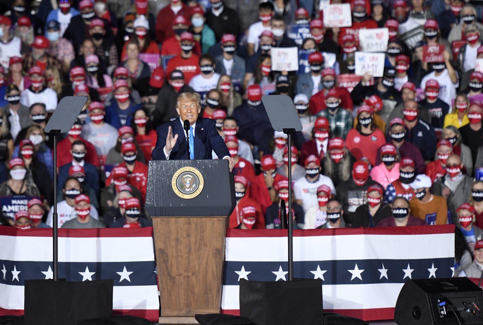 President Donald Trump speaks during a campaign rally at Harrisburg International Airport, Saturday, Sept. 26, 2020, in Middletown.