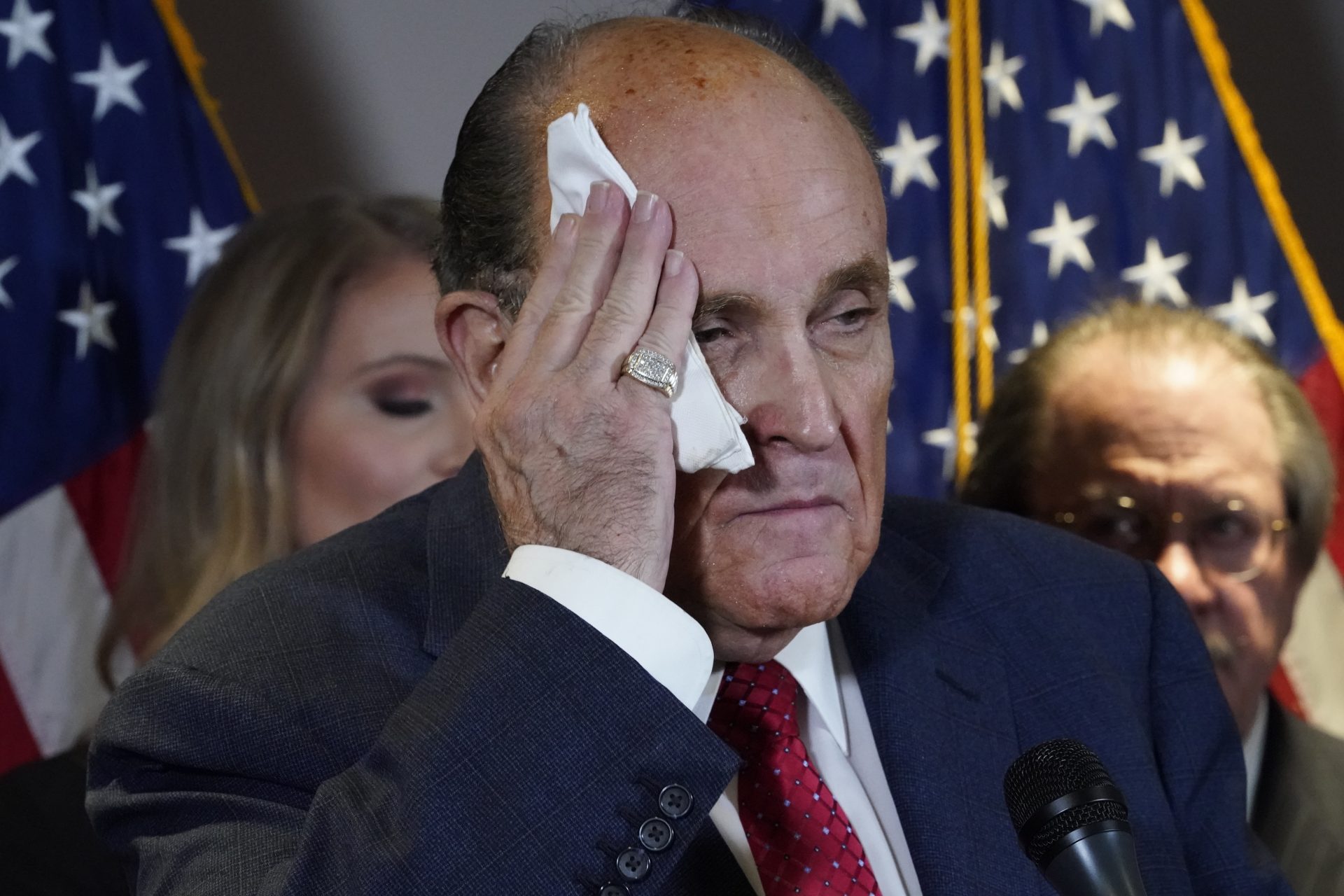Former Mayor of New York Rudy Giuliani, a lawyer for President Donald Trump, speaks during a news conference at the Republican National Committee headquarters, Thursday Nov. 19, 2020, in Washington.