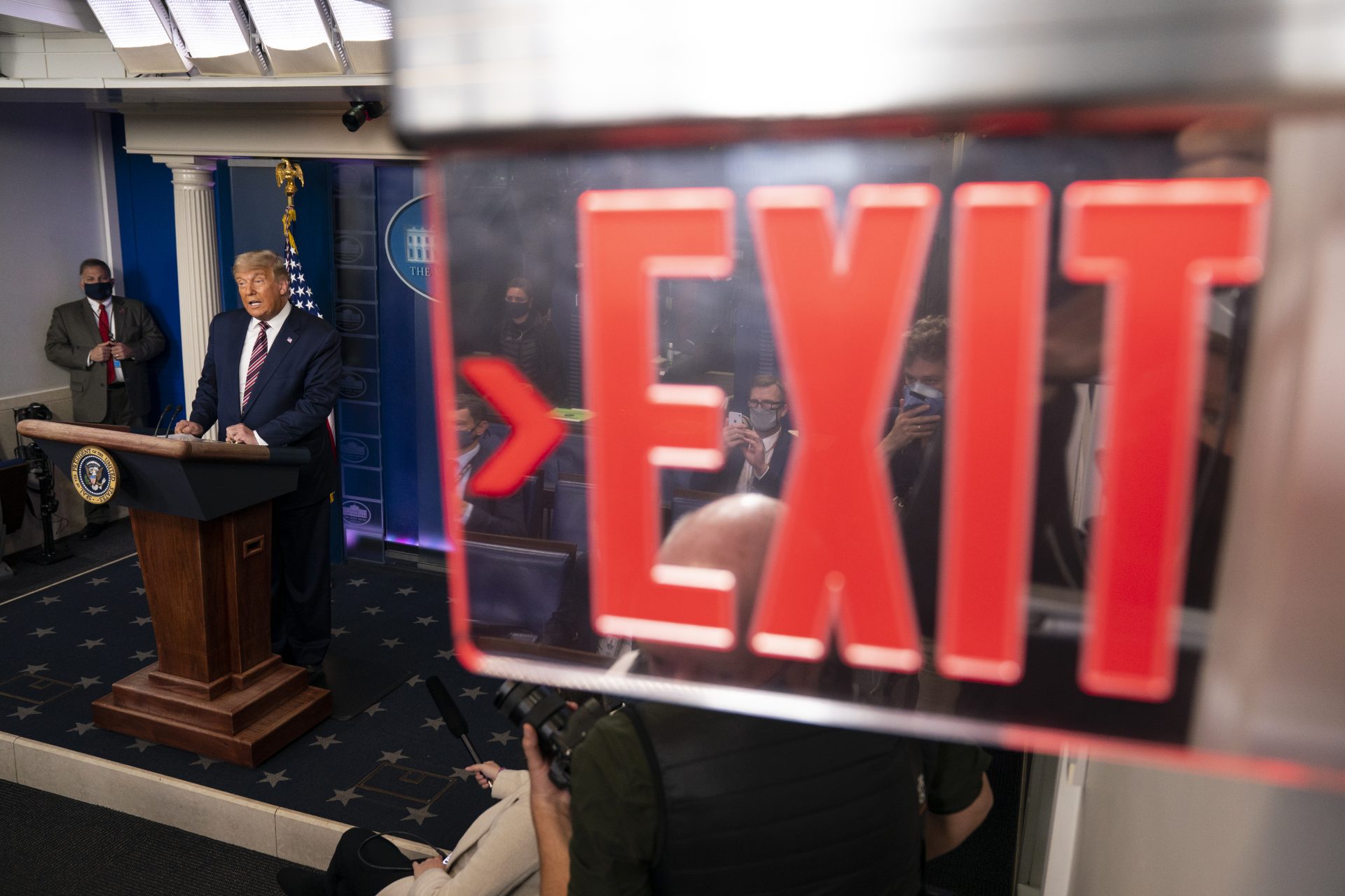 President Donald Trump delivers a statement on the election in the briefing room of the White House, Thursday, Nov. 5, 2020, in Washington.