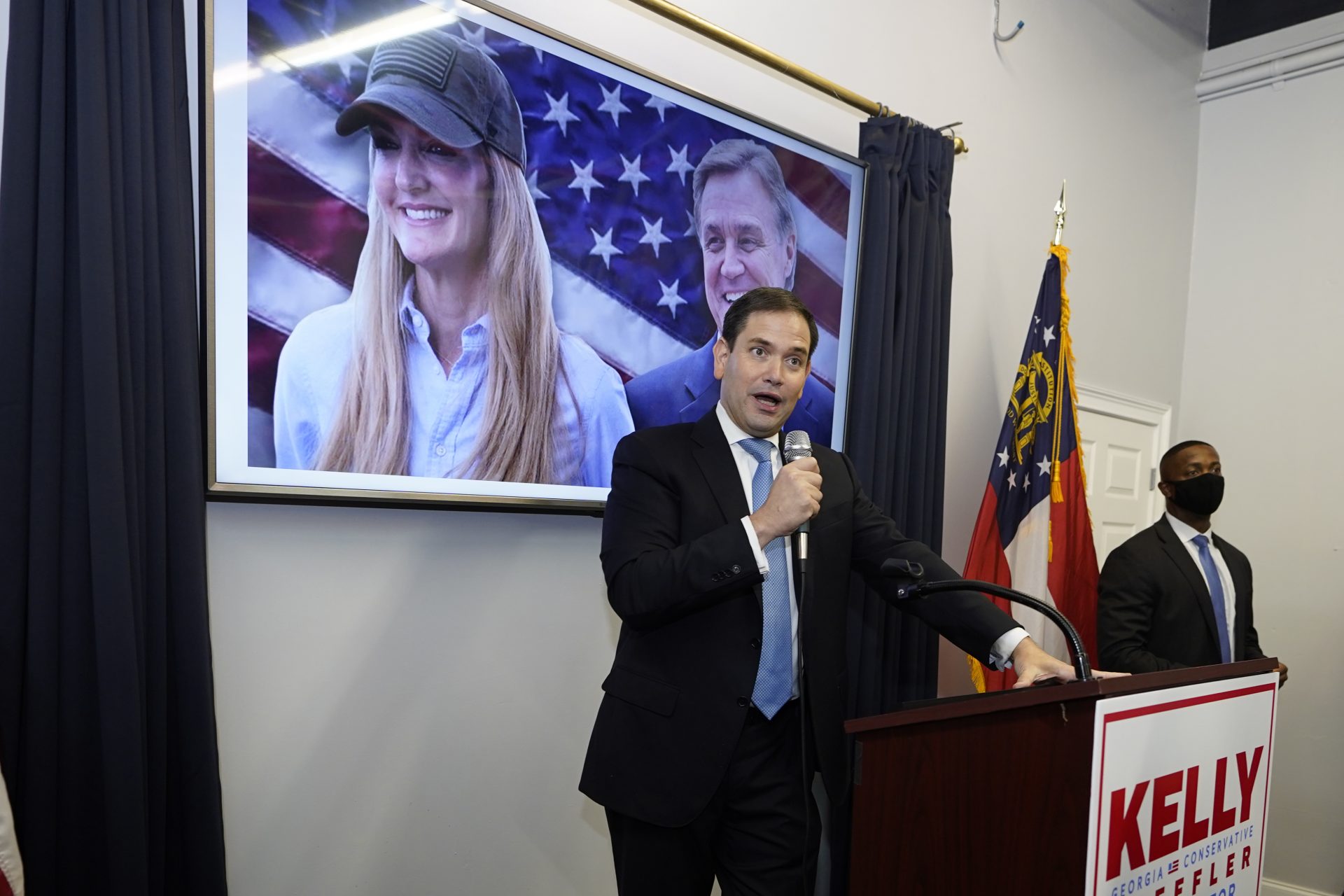 Sen. Marco Rubio, R-Fla., speaks during a campaign rally for Georgia Republican candidate for Senate Sen. Kelly Loeffler Wednesday, Nov. 11, 2020, in Marietta, Ga.