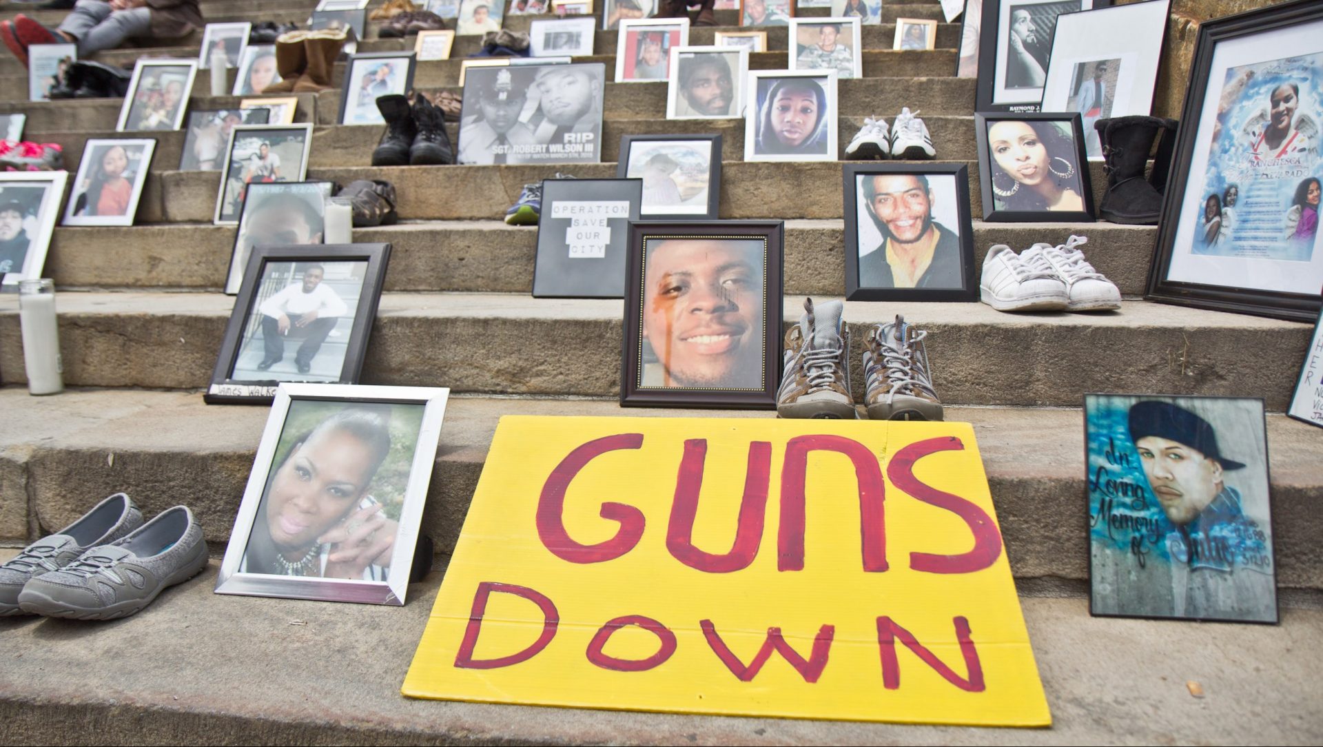 An anti-gun violence rally was held on the steps of the Philadelphia Art Museum in June 2018.