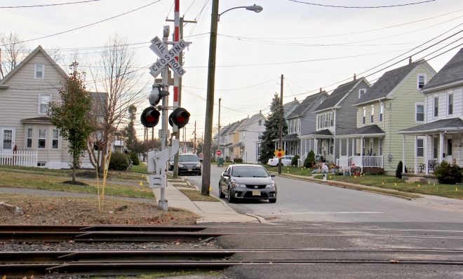 Homes line North Repauno Avenue in Gibbstown, New Jersey, a few blocks from the entrance to the Repauno Port and Rail Terminal. Liquefied natural gas could be transported by rail to the terminal.