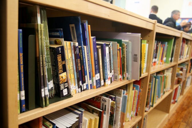 In this Jan. 14, 2019 file photo, books are pictured at the Bache Martin School Library in Philadelphia. 