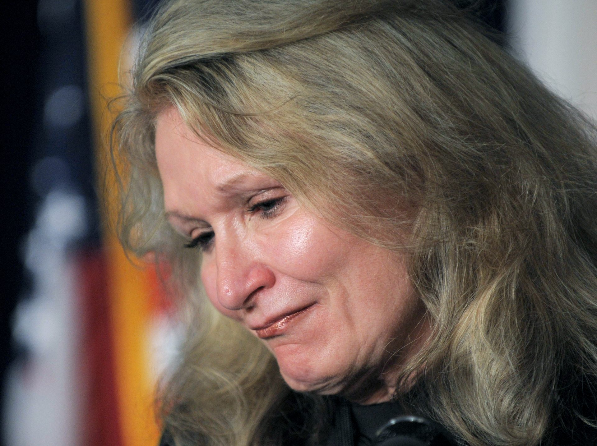 In this Dec. 8, 2008, file photo, Alice Hoagland, the mother of 9/11 victim Mark Bingham, speaks during a news conference following a pretrial session for Khalid Sheikh Mohammed and his four co-defendants in Camp Justice on the U.S. Naval Base in Guantanamo Bay, Cuba. Hoagland, beloved as a mother figure by players in the global gay rugby movement her own son Mark Bingham helped establish shortly before he perished as one of the heroes of Flight 93, died Dec. 22, 2020, in her sleep at her home in California after battling Addison’s disease.