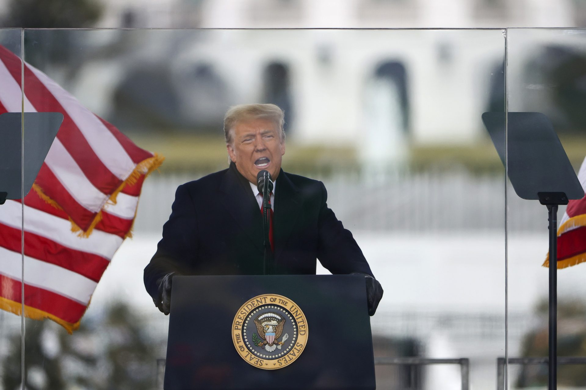 President Donald Trump speaks at the "Stop The Steal" Rally on January 06, 2021 in Washington, DC. Trump supporters gathered in the nation's capital today to protest the ratification of President-elect Joe Biden's Electoral College victory over President Trump in the 2020 election.