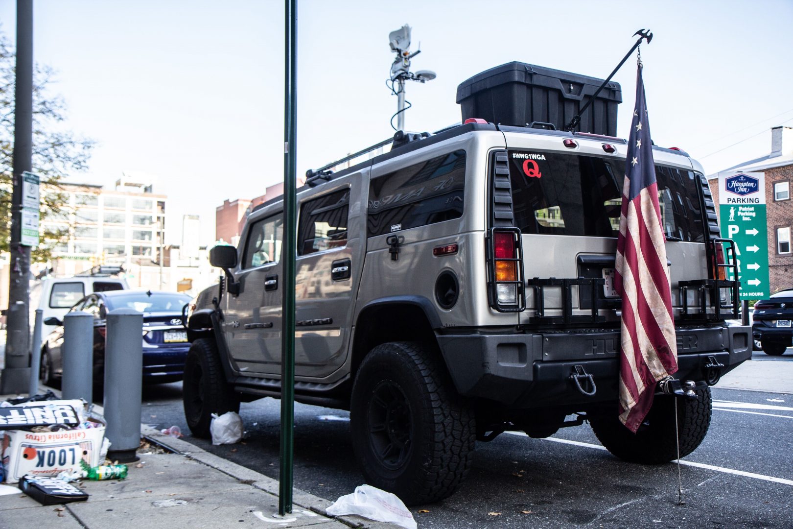 Philadelphia police say they are investigating an alleged plot to attack the Pennsylvania Convention Center in Philadelphia connected to a Hummer parked nearby. 