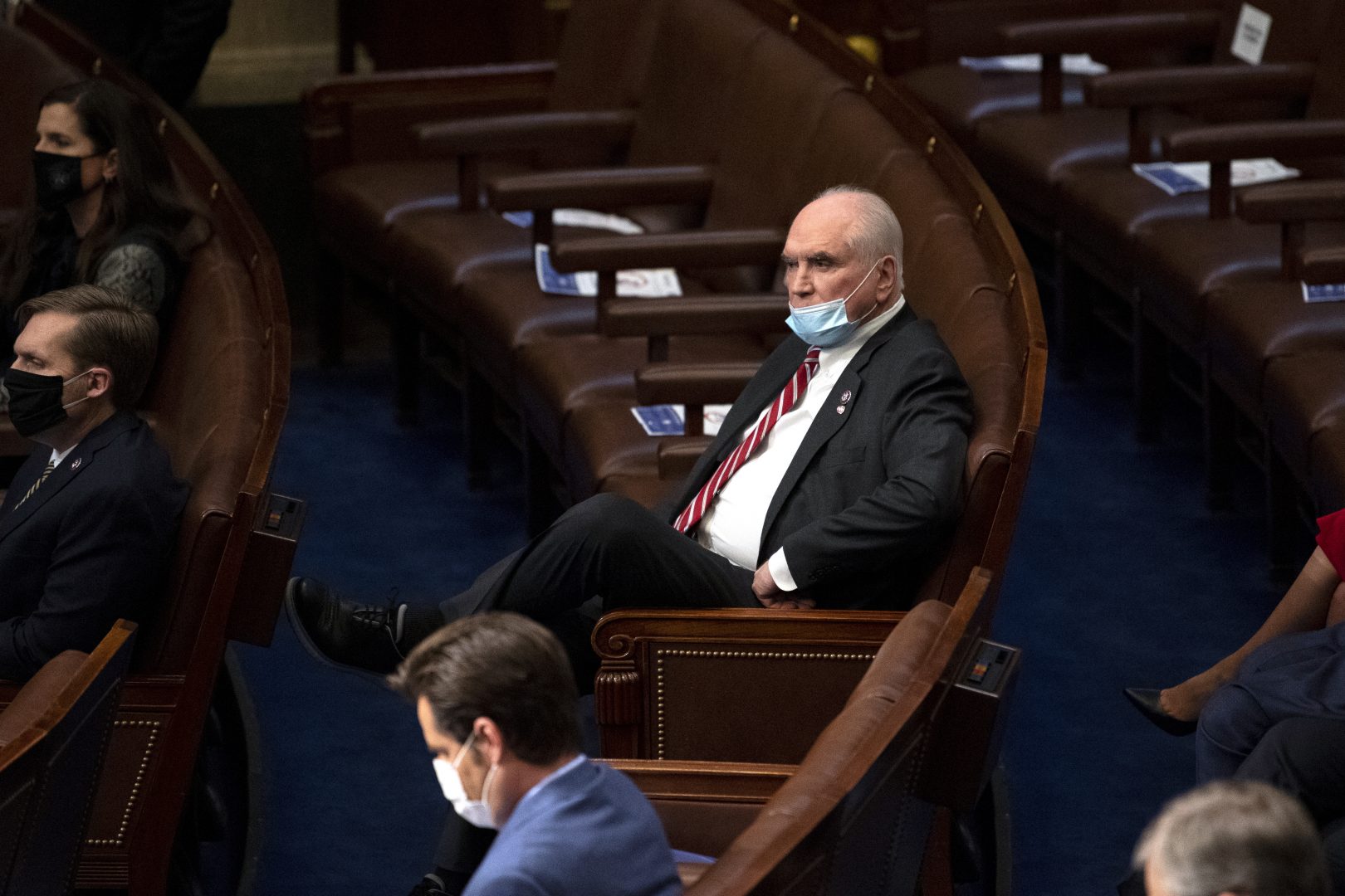 FILE PHOTO: Rep. Mike Kelly, R-Pa., looks on in the House Chamber after they reconvened for arguments over the objection of certifying Arizona’s Electoral College votes in November’s election, at the Capitol in Washington, Wednesday, Jan. 6, 2021. Six weeks earlier, Kelly, an ally of President Trump, had filed a lawsuit that, had it been successful, would have canceled the legally cast votes of more than 2 million Pennsylvanians.