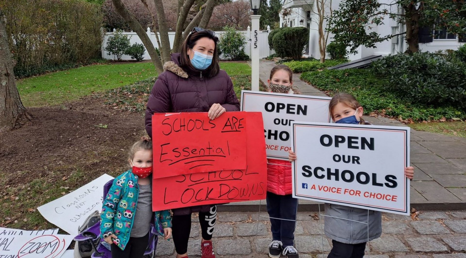 Montgomery County parent Jennifer Singer attended a protest in November 2020 outside the home of Commisioners' Chair Val Arkoosh. Singer and others were in opposition of a two-week shutdown of in-person learning in the county.