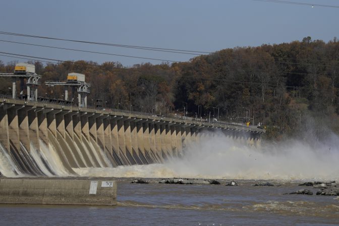 FILE PHOTO: Water gushes down the Conowingo Dam, Wednesday, Nov. 6, 2019, in Havre De Grace, Md.