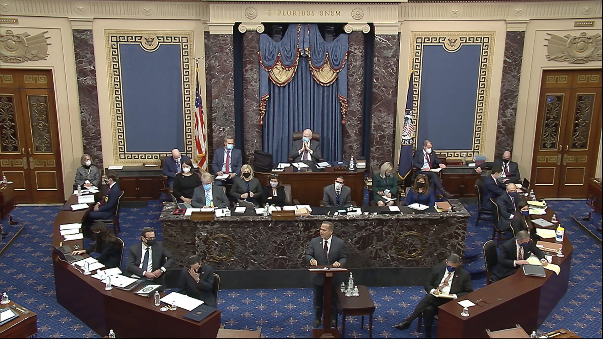 In this image from video, House impeachment manager Rep. David Cicilline, D-R.I., speaks during the second impeachment trial of former President Donald Trump in the Senate at the U.S. Capitol in Washington, Tuesday, Feb. 9, 2021.